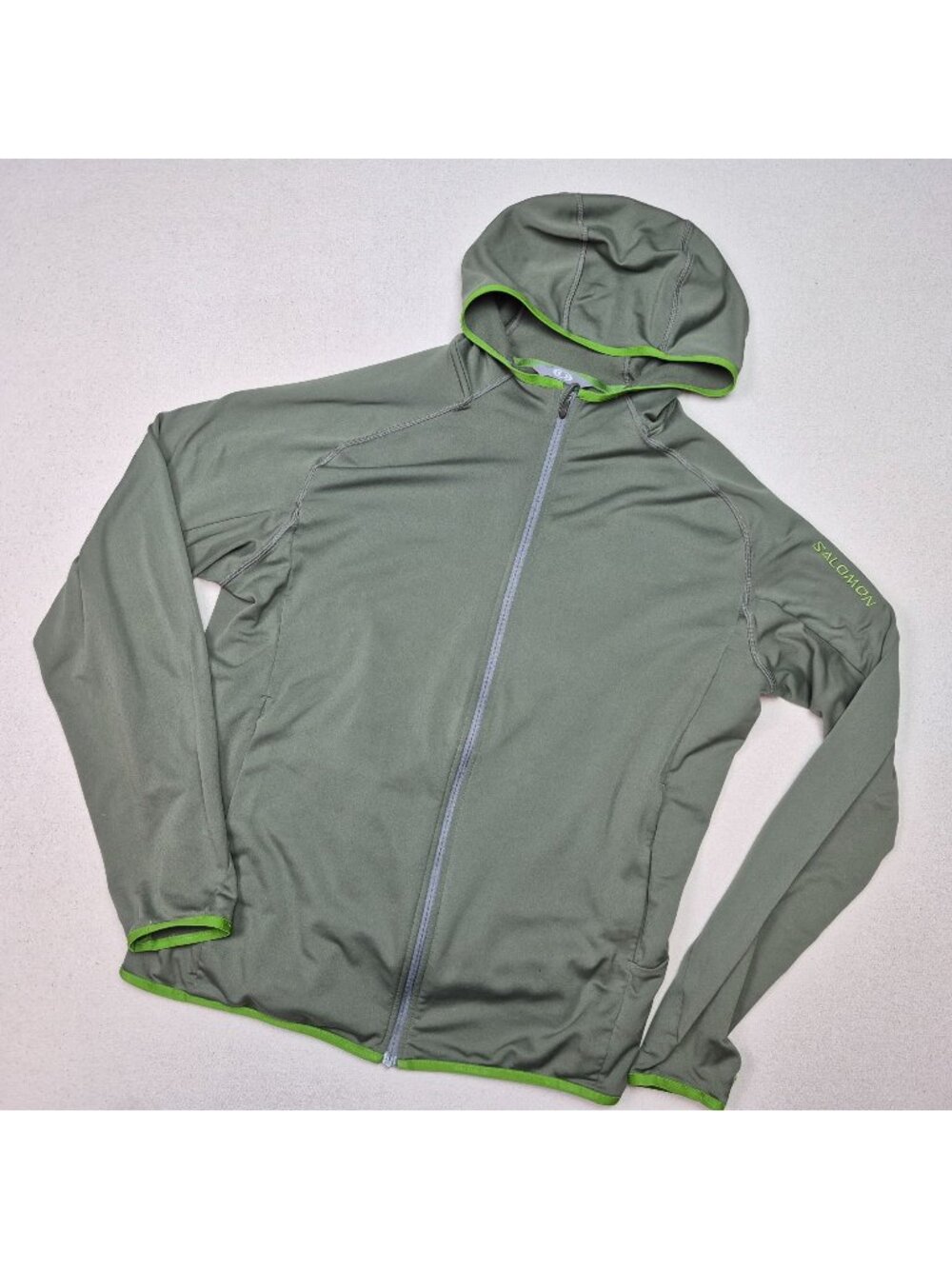 Salomon Women's Acti-Therm Long Sleeve Full Zip Hooded Olive Green Jacket Sz L